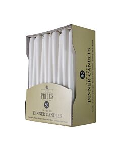 Prices - Tapered Dinner Candles – Pack of 50 – White